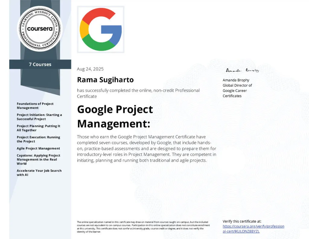 Specialization Certificate - Google Project Management